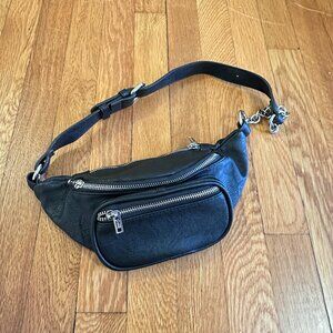 Brandy Melville Black Faux Leather Belt Bag | Y2K Crossbody Fanny Pack